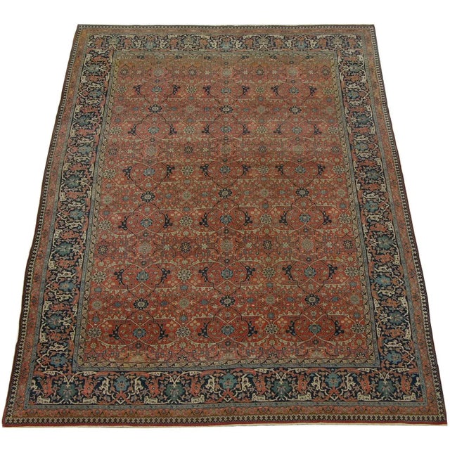 Antique Tabriz Rug Floral Design For Sale - Image 9 of 9
