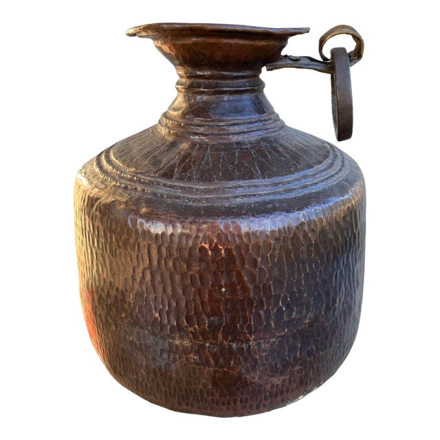Antique Copper Water Container From India For Sale