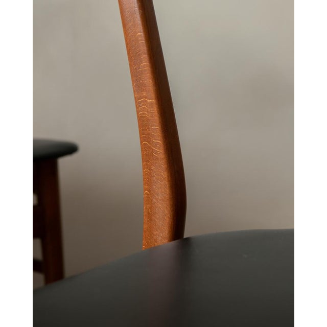 Vintage Danish Dining Chairs in Teak and Black Skai, 1960s, Set of 6 For Sale - Image 11 of 18