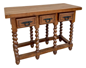 Spanish Wood Console Table with Three Drawers, 1950