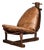 Buffalo Leather Lounge Chair With Rich Patina, Brazil, 1960s, Brutalist Vintage Chair For Sale