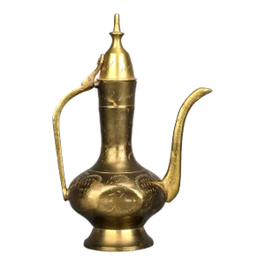 Vintage Small Etched Brass Arabic Dallah Coffee Pot