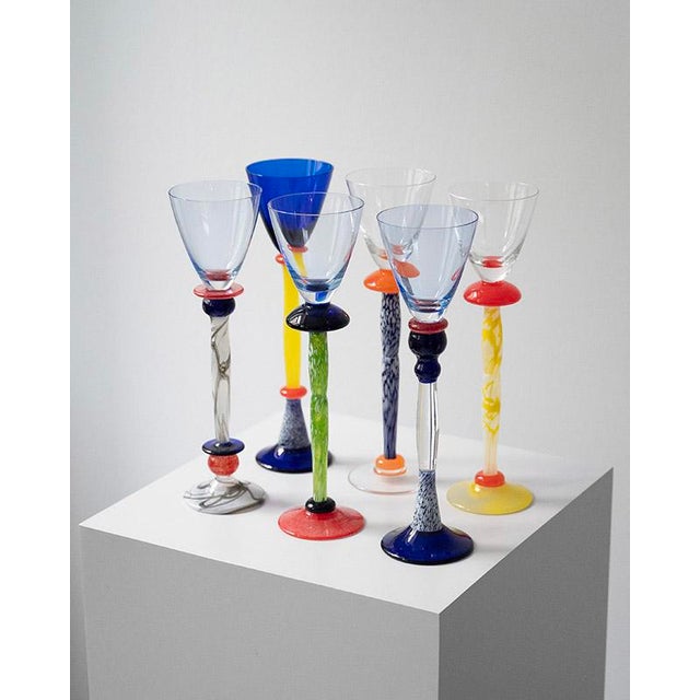 Limited Edition Murano Glass Goblets by Mimmo Rotella for Bisazza, 1997, Set of 6 For Sale - Image 11 of 11