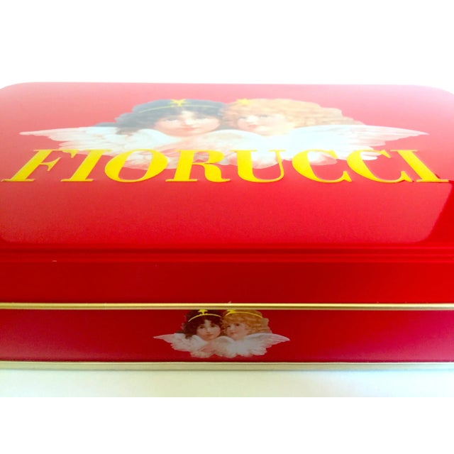 Vintage 1980s Fiorucci New Wave Italian Fashion Cherub Angels Post Modern Red Tin Metal Box For Sale - Image 10 of 13