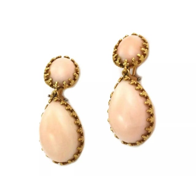 Contemporary Cellini Coral 18k Yellow Gold Dangle Earrings - 2 Pieces For Sale - Image 3 of 7