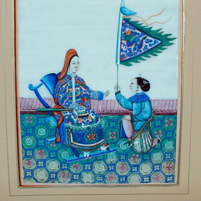 Trio of Fine Chinese Export Paintings on Mulberry Pith Paper, 19th Century For Sale - Image 6 of 18