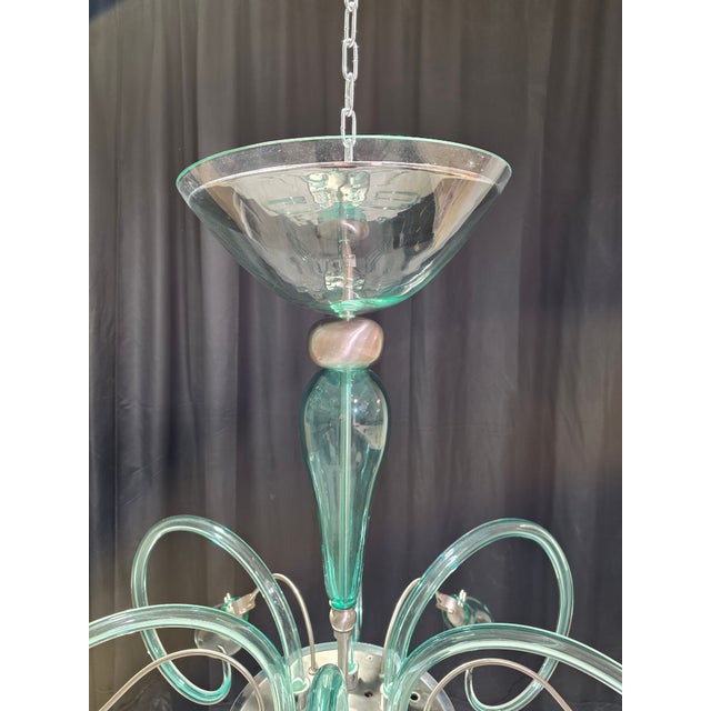 Glass Vintage Murano Glass Chandelier, 1980s For Sale - Image 7 of 11