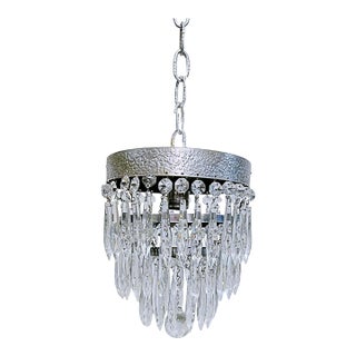 Vintage 1960s Italian Silver Upside Down Layered Cake Chandelier For Sale
