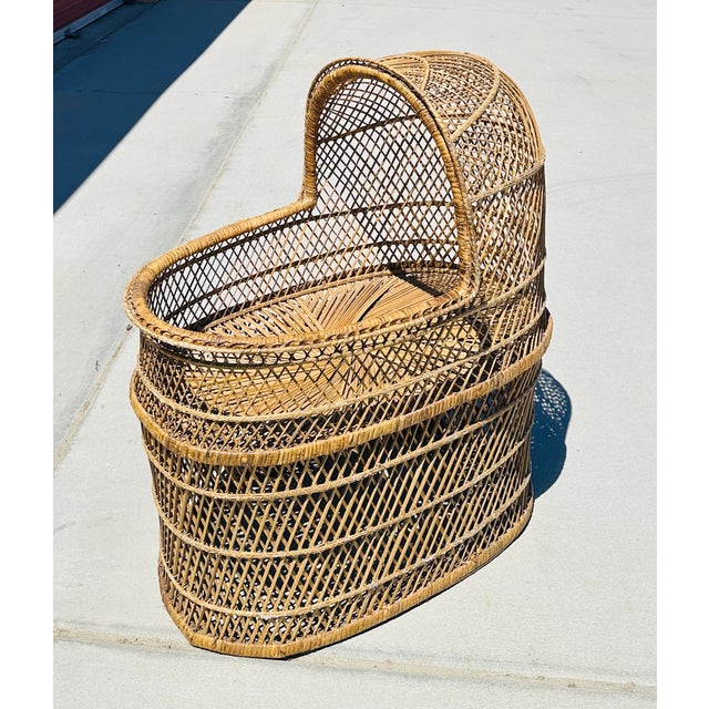 Vintage Domed Wicker Baby Bassinet For Sale In Palm Springs - Image 6 of 11