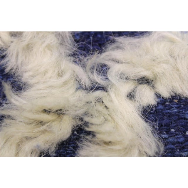 1990s 1990s Abstract Moroccan High-Low Blue/Ivory Wool Rug - 8'0'' X 10'1'' For Sale In New York - Image 6 of 8