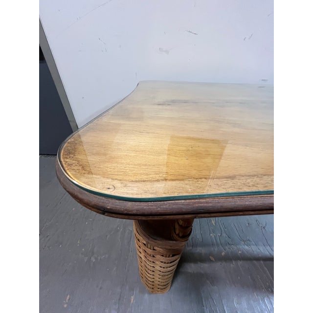 Tan Vintage Art Deco Wicker Card Game Table For Sale - Image 8 of 12