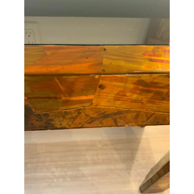 Brass Paul Evans Style Patchwork Brutalist Brass and Copper Console For Sale - Image 8 of 9