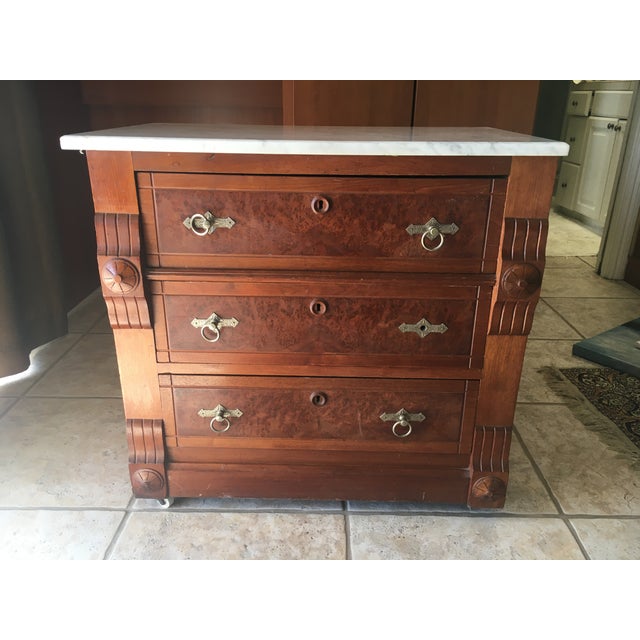 Victorian Carved Walnut Marble Top Chest of Drawer Chairish