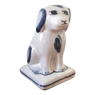 Ceramic Hand Painted Folk Art Style Staffordshire Dog For Sale