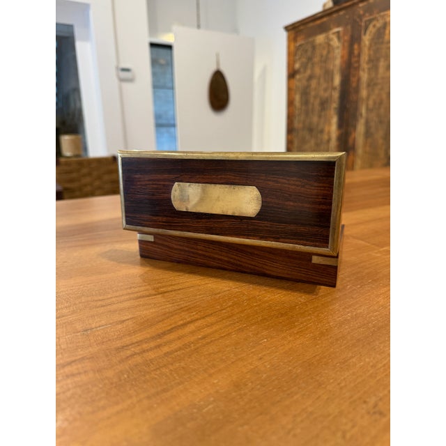 Victorian 19th Century Antique, Victorian Rosewood Box With Brass Details For Sale - Image 3 of 12