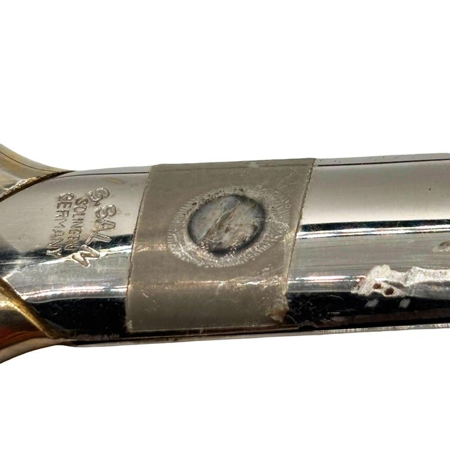 Silver 1930s Art Deco Brass Handle German Scissors in Leather Case by Arthur Salm For Sale - Image 8 of 11