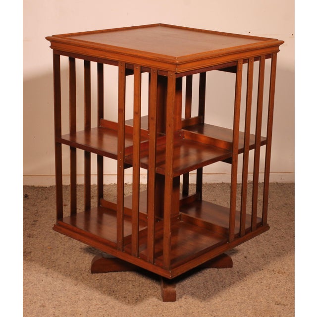 Wood Revolving Bookcase in Light Mahogany, 1890s For Sale - Image 7 of 12