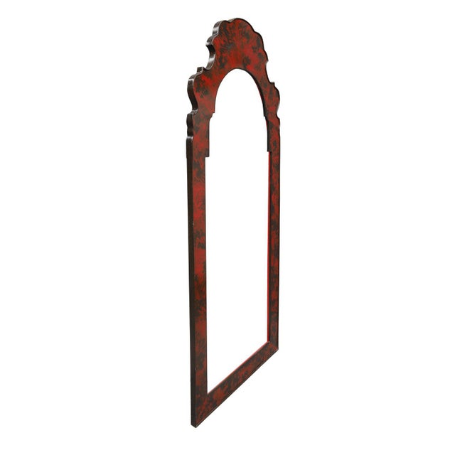 Mid 20th Century Red Faux Turtle Shell Bordered Tole Mirror For Sale - Image 4 of 6