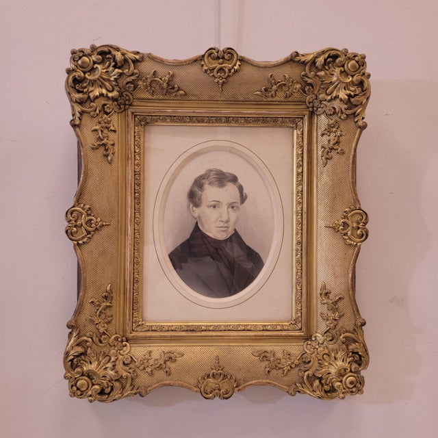 French Artist, Noble Portrait, Graphite Drawing, 1890s-1910s, Framed For Sale - Image 9 of 15