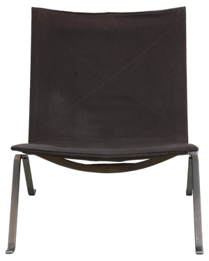 Pk-22 Lounge Chair in Dark Grey Canvas Fabric by Poul Kjærholm for Fritz Hansen, 2000s