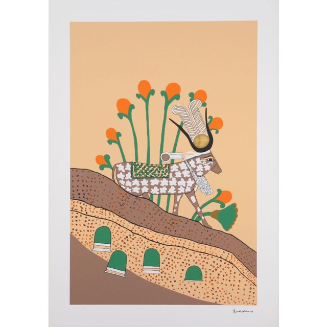 Walk by Mireille Kramer is a charming color print from 1979, combining playful imagination with refined decorative design....