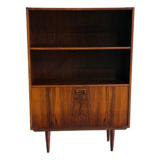 Rosewood Bookcase With Two Shelves and Drop Front Door Denmark 1960s For Sale