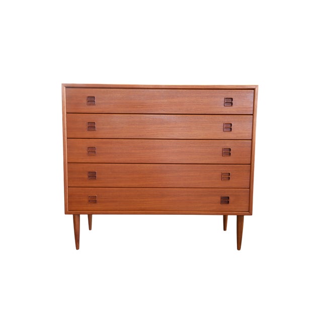 Danish Wide Teak Chest of Drawers with Five Drawers, 1960s For Sale - Image 17 of 17