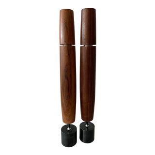 1964 Mid-Century Modern Danish-Style Ronson Varaflame Rosewood Candlesticks - Pair For Sale