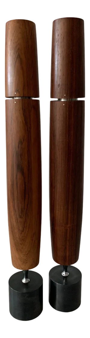 1964 Mid-Century Modern Danish-Style Ronson Varaflame Rosewood Candlesticks - Pair