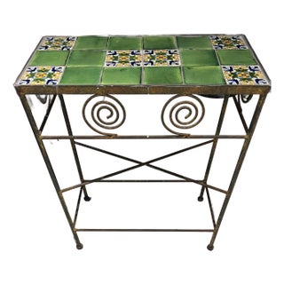 Hollywood Regency Wrought Iron Tile Top Table Spanish Revival Patio Garden For Sale