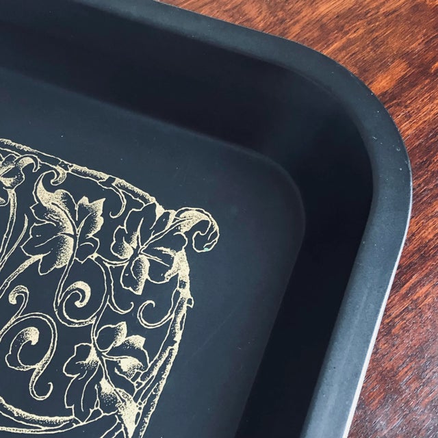 Late 20th Century Black & Gold Tole Tray For Sale In Baltimore - Image 6 of 11