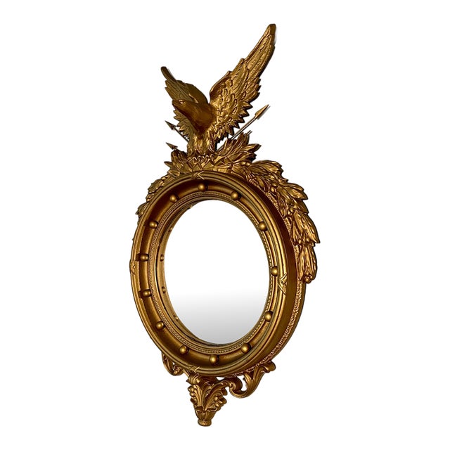 Bullseye Mirror With Eagle Crest 42" High Federal Style 13 Colonies by Turner Manufacturing. For Sale