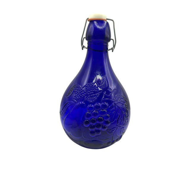 Vintage Italian Casadis Milano Cobalt Blue "Jus De Fruits" Glass Jug For Sale - Image 10 of 12