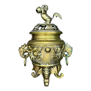 Vintage Asian Brass Dragon Incense Burner