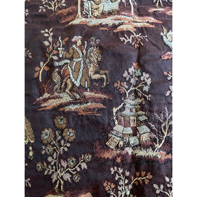 Chinoiserie Vintage French (?) Tapestry Jacquard Chinoiserie Fabric. 51x90”. Brown, Rust, Orange, Tan. For Sale - Image 3 of 7
