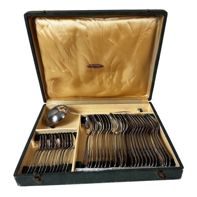Silver-Plated Metal Box, 1950s, Set of 37 For Sale