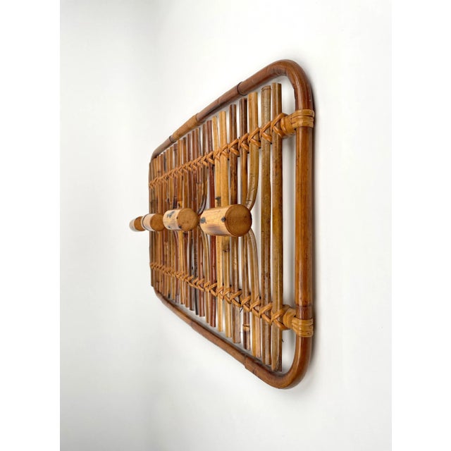 Mid-Century Modern Rattan & Bamboo Coat Rack Stand, Italy, 1960s For Sale - Image 6 of 11