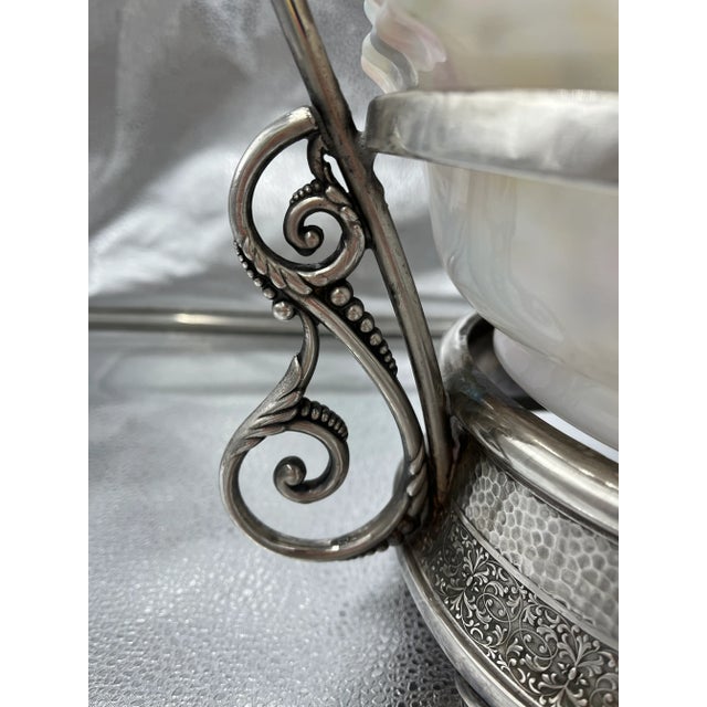 Late 19th C Silverplate Brides Basket With Ruffled Edge Confetti Bowl For Sale - Image 10 of 12