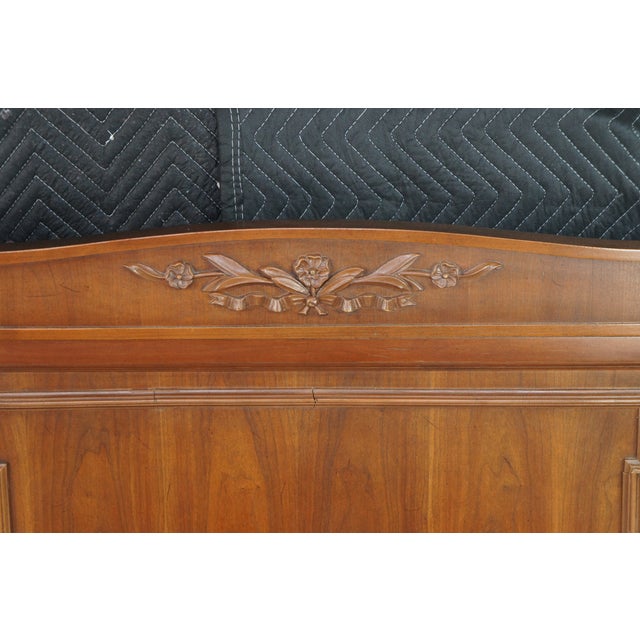 Wood Mid Century Walnut Neoclassical Pierced Accent Twin Size Pineapple Post Bed For Sale - Image 7 of 13