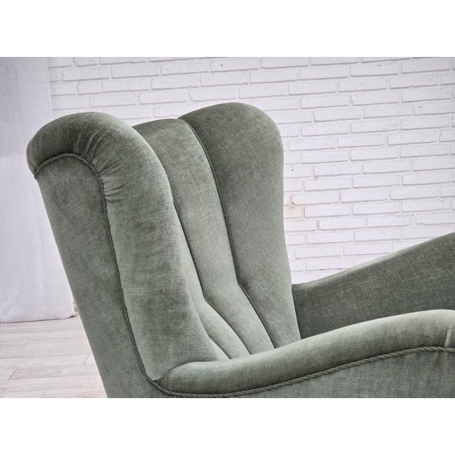 Danish High-Back Relax Chair in Velour and Ash, 1960s For Sale - Image 16 of 18