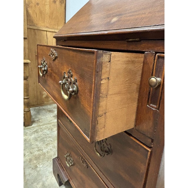 Wood Antique English Georgian Mahogany Slant Front Bureau Desk For Sale - Image 7 of 12