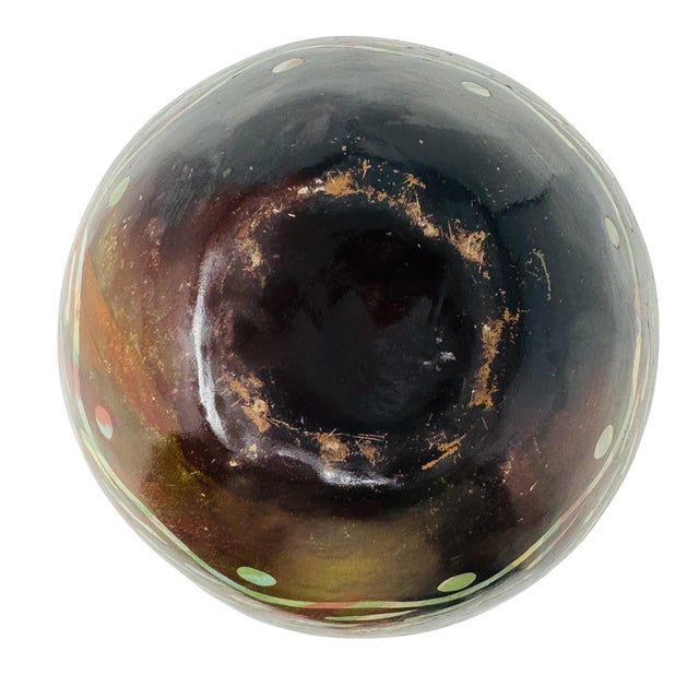 Large Vintage Peruvian Chulucanas Smoked Pottery Swan Sphere Vase For Sale - Image 12 of 12