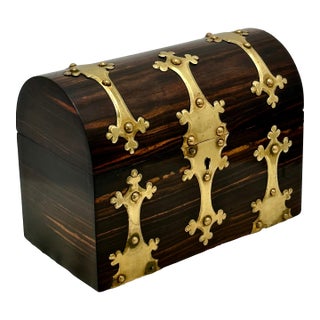 Beautiful Antique English Victorian Bronze Mounted Exotic Burl Wood Desk Top Stationary - Letter Box Circa 1870s For Sale