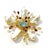 Bochic "Orient" Vintage Blue Topaz & Multi Gem Brooch Set In 18K Gold & Silver For Sale - Image 4 of 18