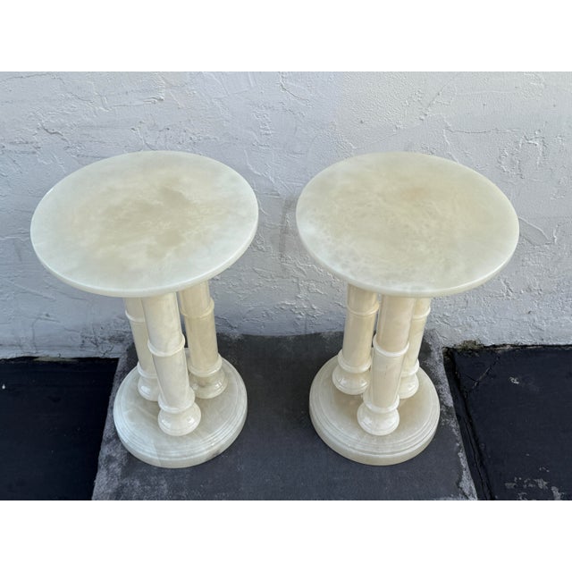 Neoclassical Alabaster Pedestals, Pair For Sale - Image 4 of 12