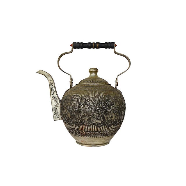Large Copper Tea Pot with Engraving, 1940s For Sale - Image 17 of 18