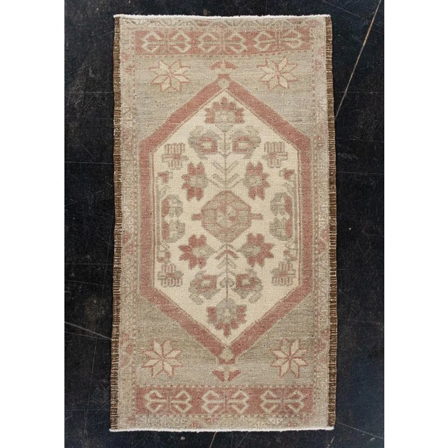 Oriental Hand Knotted Vintage Turkish Mini Rug 1'8" x 3'1" For Sale In Houston - Image 6 of 6