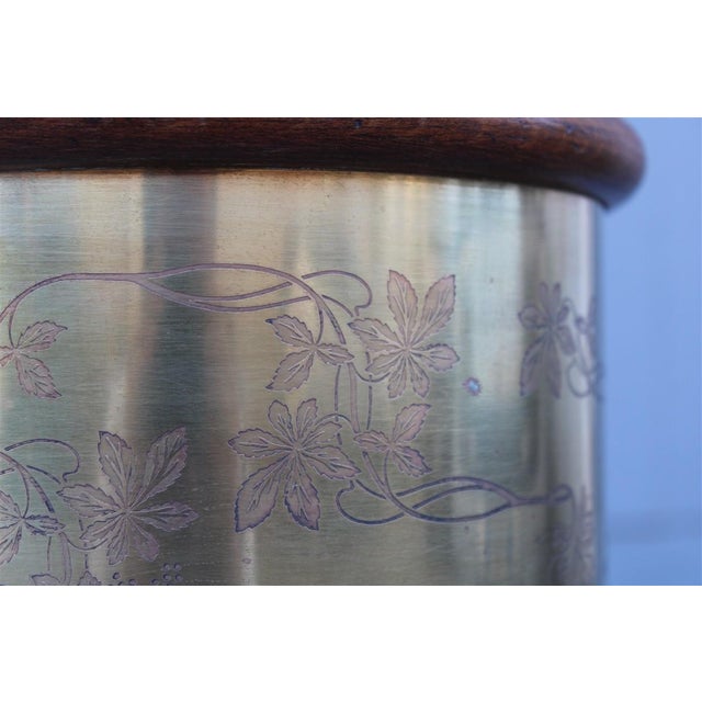Brass and Wood Plant Basket, Italy, 1970s For Sale - Image 6 of 12