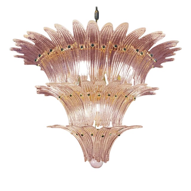 Pink Palmette Murano Glass Chandelier by Simoeng For Sale