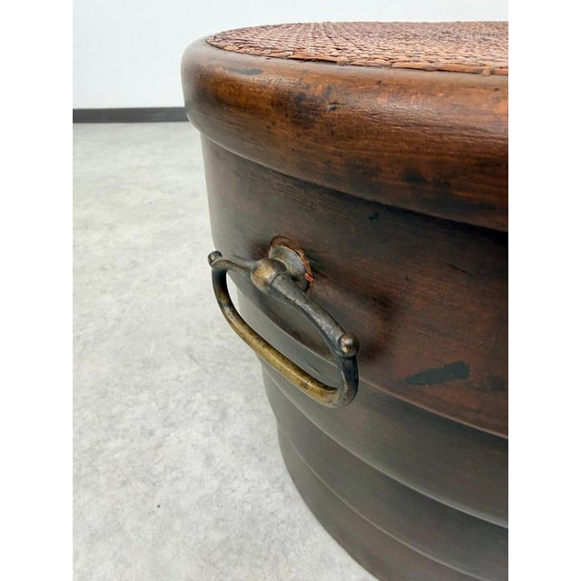Antique Bentwood Laundry Basket with Rattan Lid from Gebrüder Thonet, 1895 For Sale - Image 6 of 14